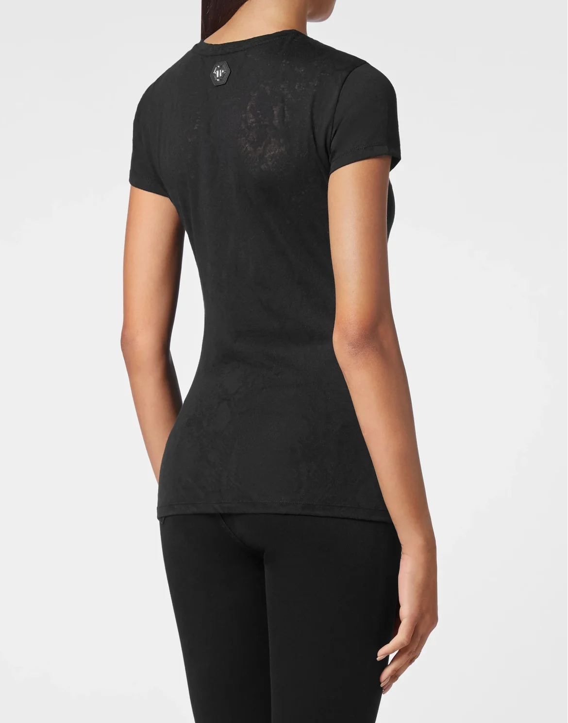 T-shirt Round Neck SS Sexy Pure Fit with Crystals, цвет: Черный