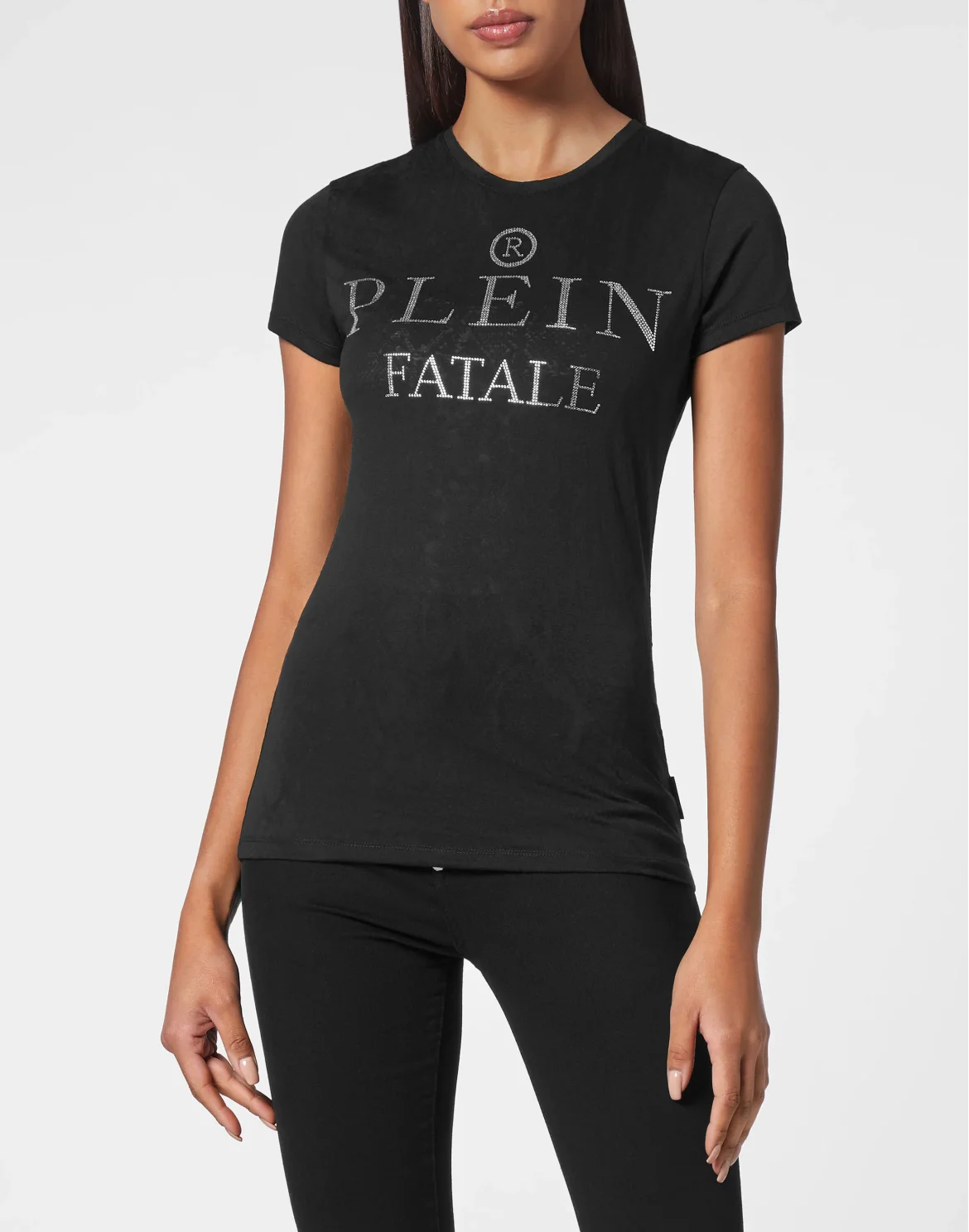 T-shirt Round Neck SS Sexy Pure Fit with Crystals, цвет: Черный