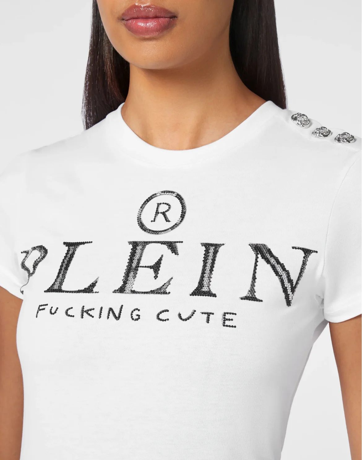 T-shirt Round Neck SS Sexy Pure Fit with Crystals, цвет: Белый