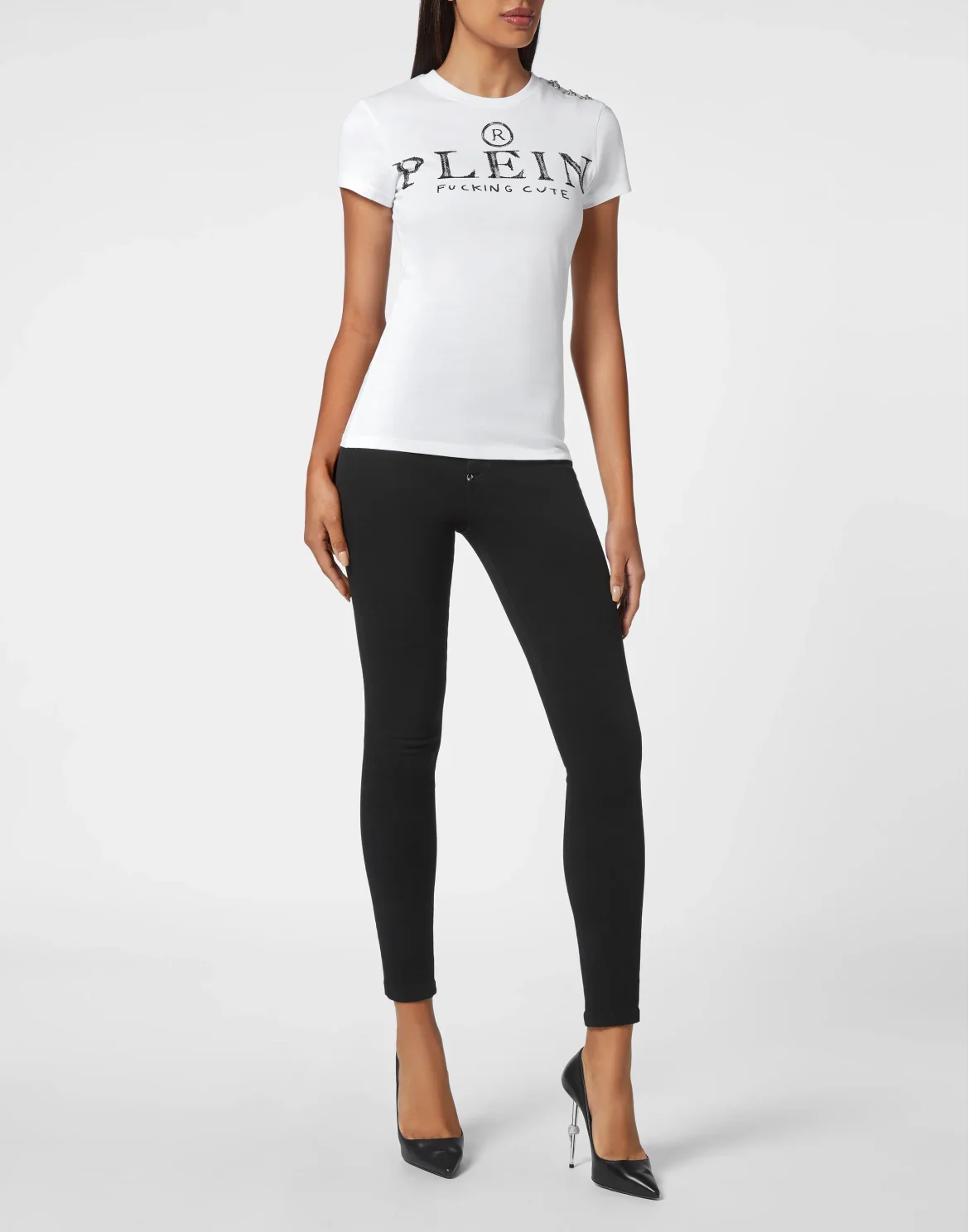 T-shirt Round Neck SS Sexy Pure Fit with Crystals, цвет: Белый