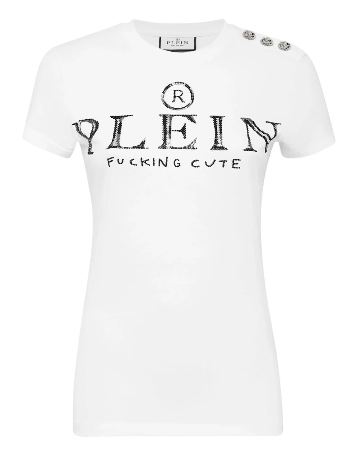 T-shirt Round Neck SS Sexy Pure Fit with Crystals, цвет: Белый