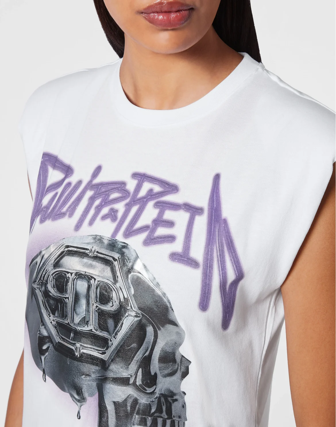 Tank Top Padded Shoulder Skull, цвет: Белый