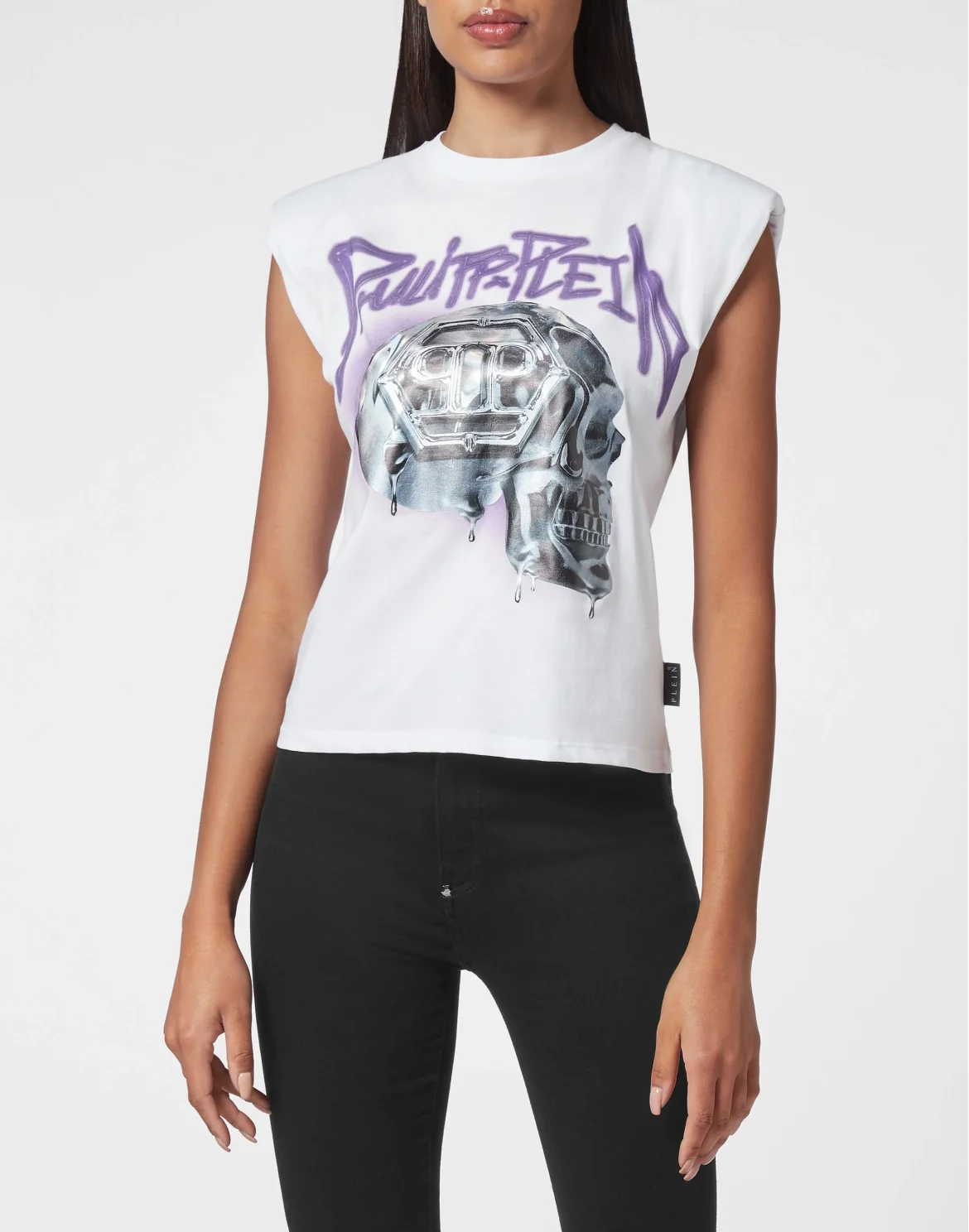 Tank Top Padded Shoulder Skull, цвет: Белый