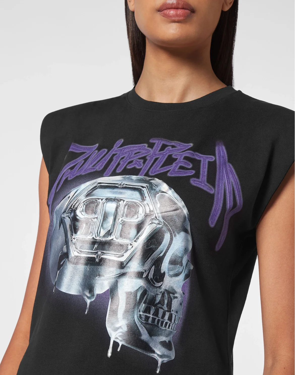 Tank Top Padded Shoulder Skull, цвет: Черный