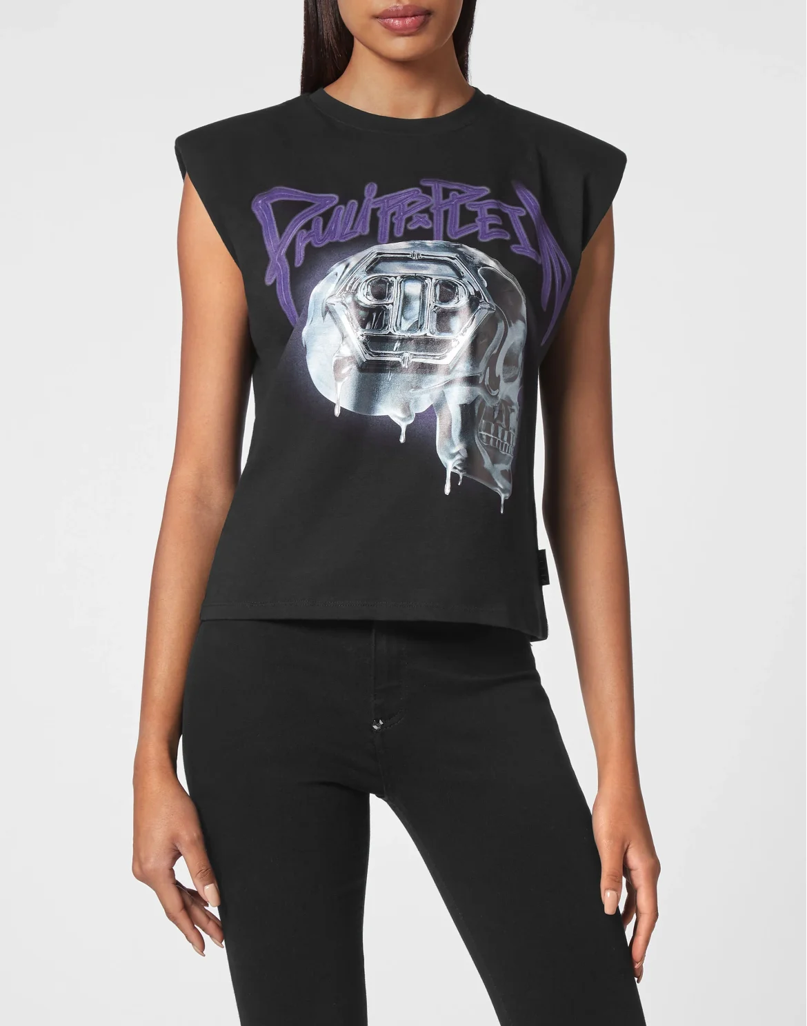 Tank Top Padded Shoulder Skull, цвет: Черный