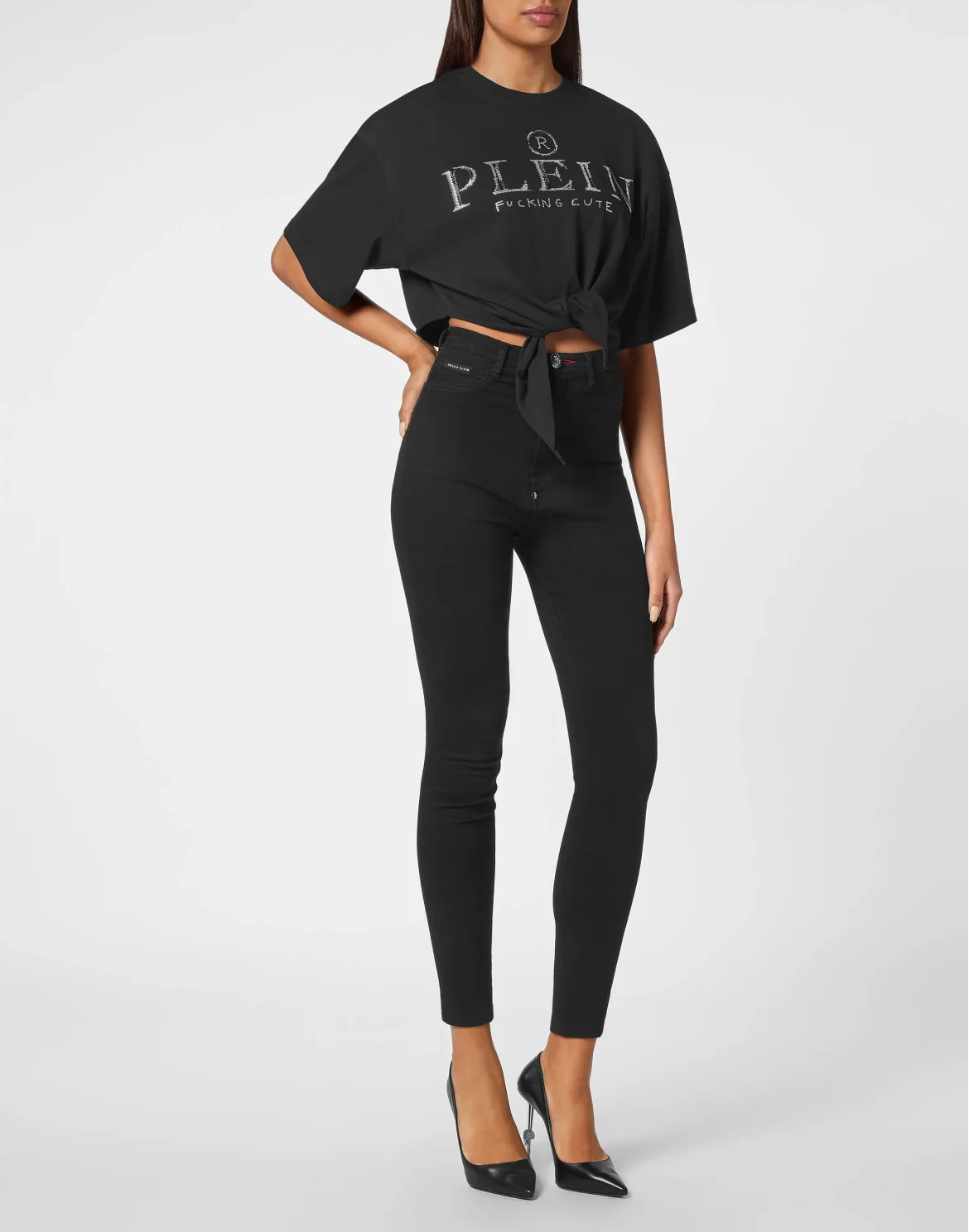 Street Crop Top SS with Crystals, цвет: Черный