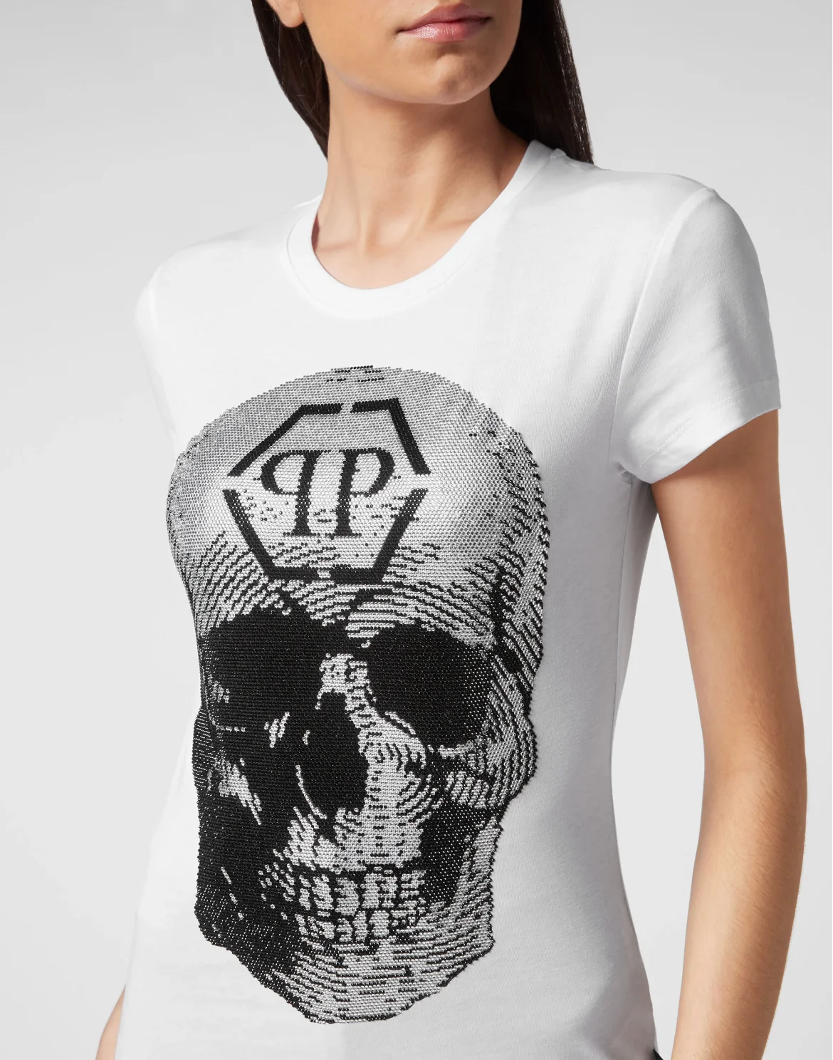 T-shirt Sexy Pure Fit Skull with Crystals, цвет: Белый