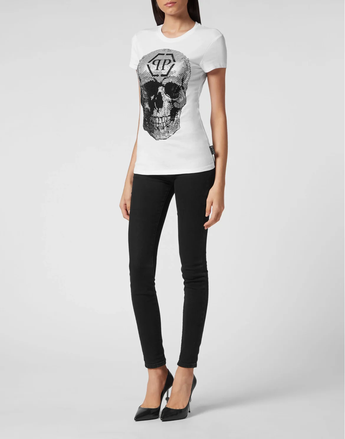 T-shirt Sexy Pure Fit Skull with Crystals, цвет: Белый