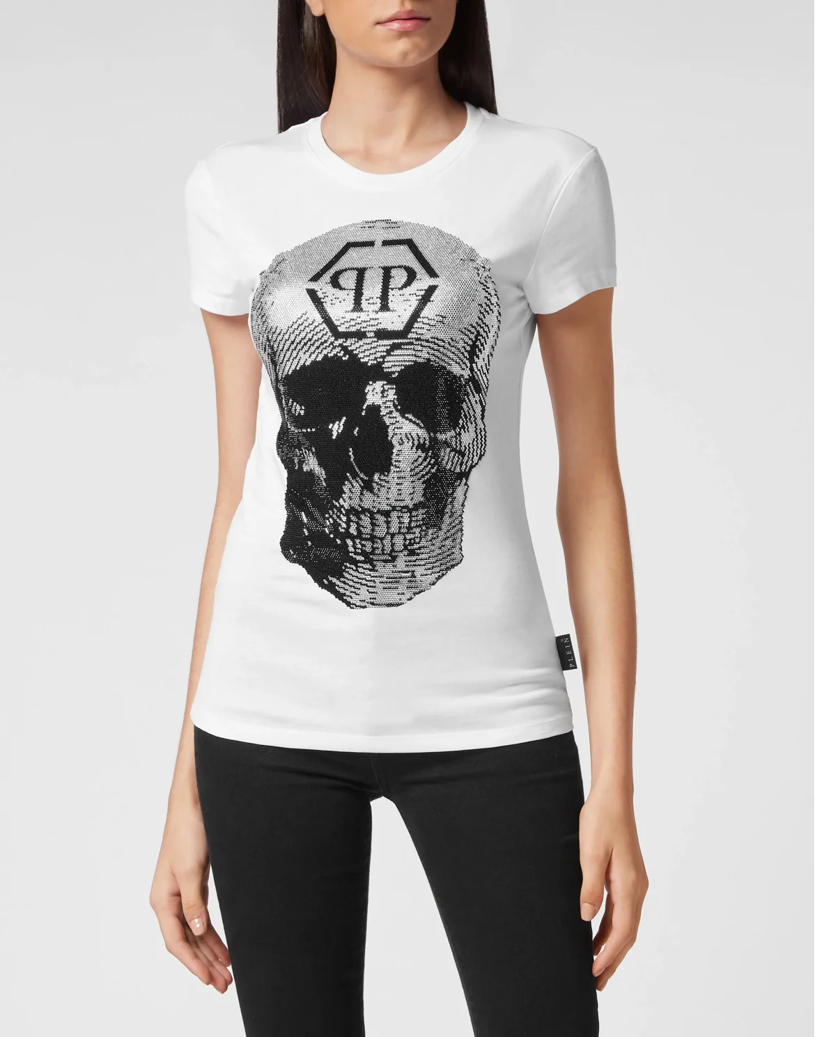 T-shirt Sexy Pure Fit Skull with Crystals, цвет: Белый