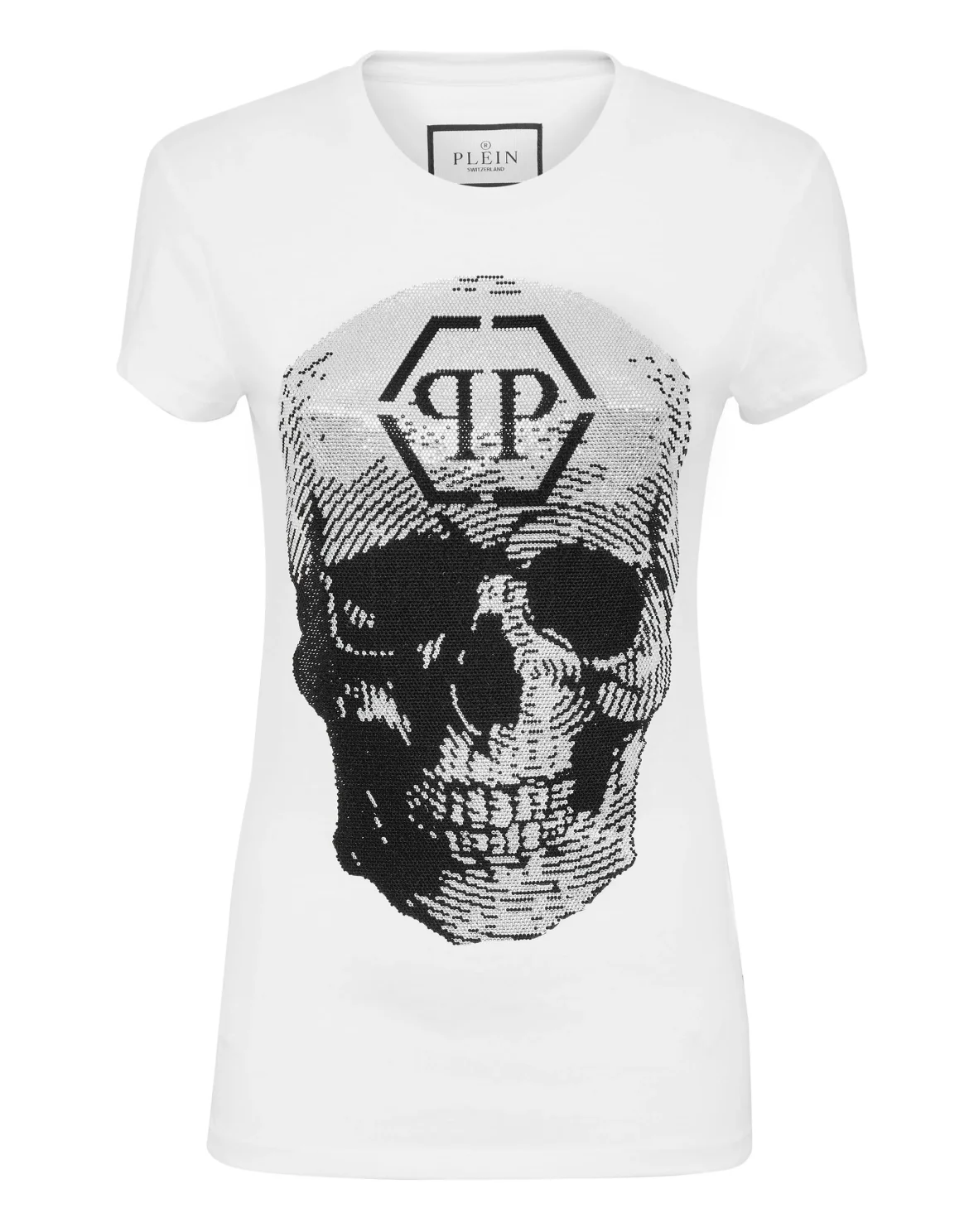T-shirt Sexy Pure Fit Skull with Crystals, цвет: Белый