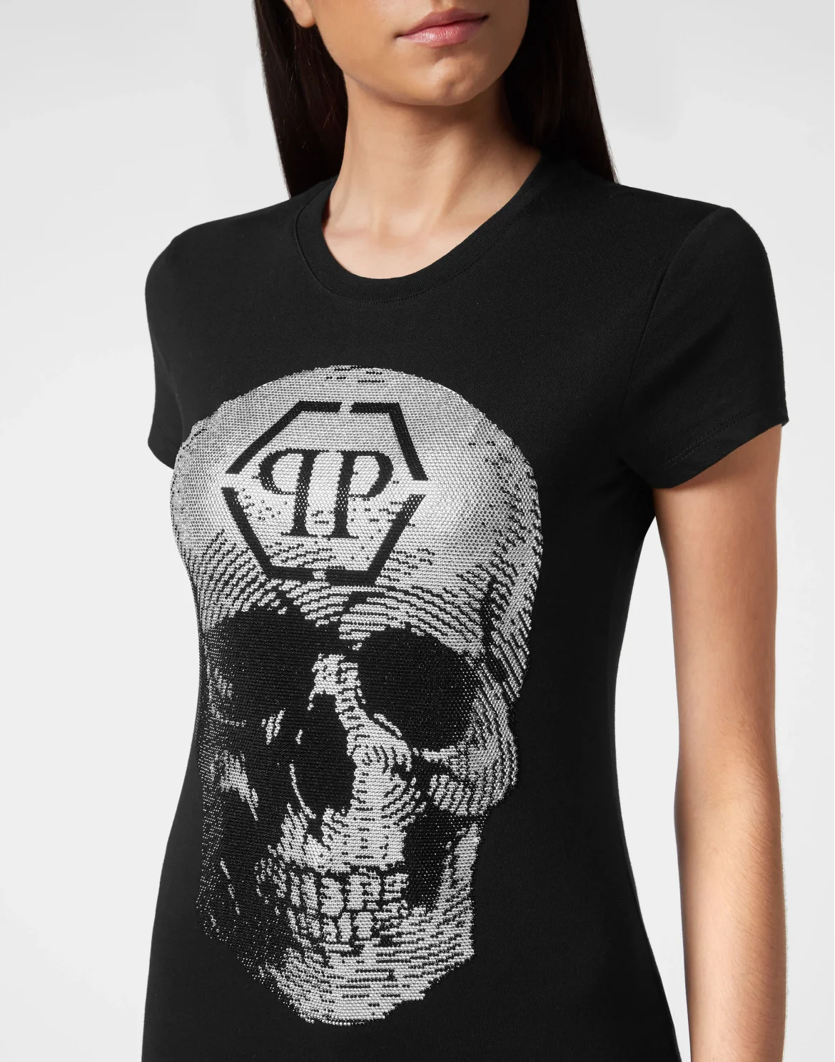 T-shirt Sexy Pure Fit Skull with Crystals, цвет: Черный