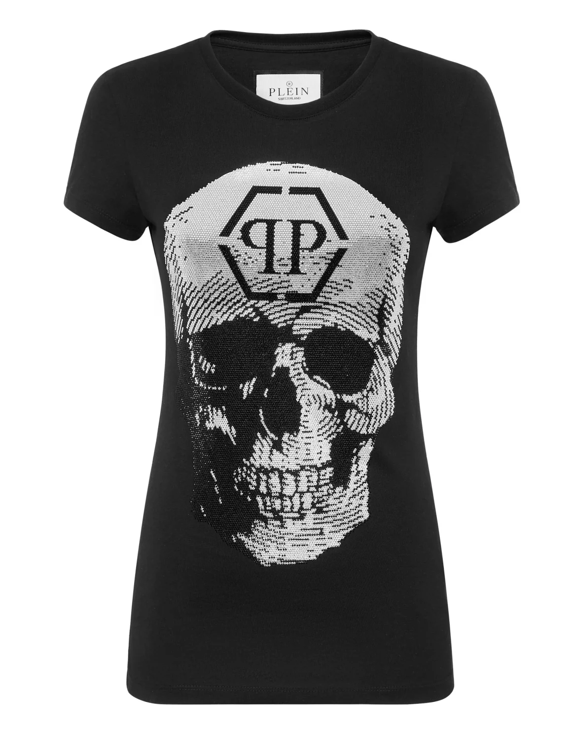 T-shirt Sexy Pure Fit Skull with Crystals, цвет: Черный