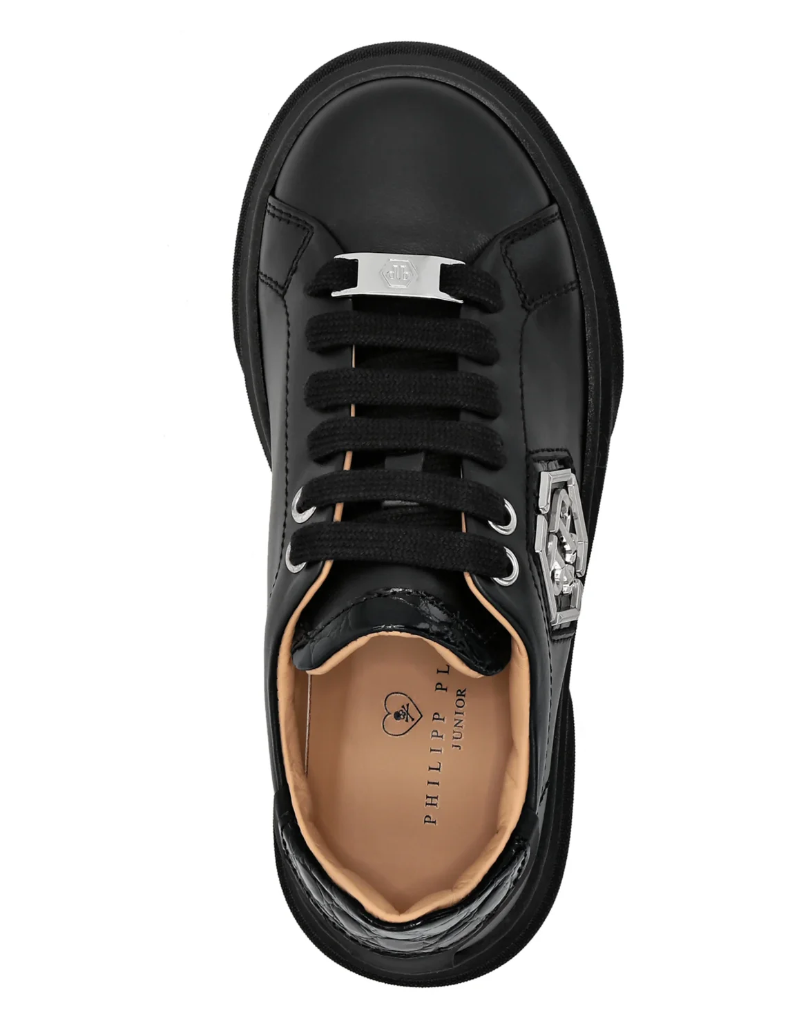 LEATHER LO-TOP SNEAKERS HEXAGON, цвет: Черный
