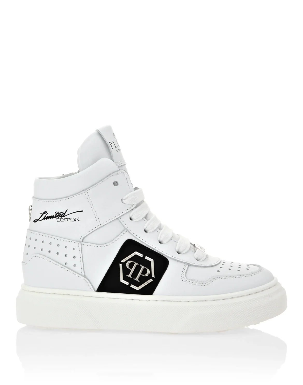LEATHER HI-TOP SNEAKERS HEXAGON AND LIMITED EDITION PRINT, цвет: Белый