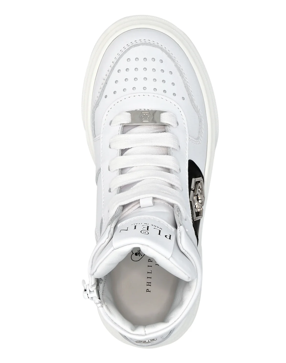 LEATHER HI-TOP SNEAKERS HEXAGON AND LIMITED EDITION PRINT, цвет: Белый