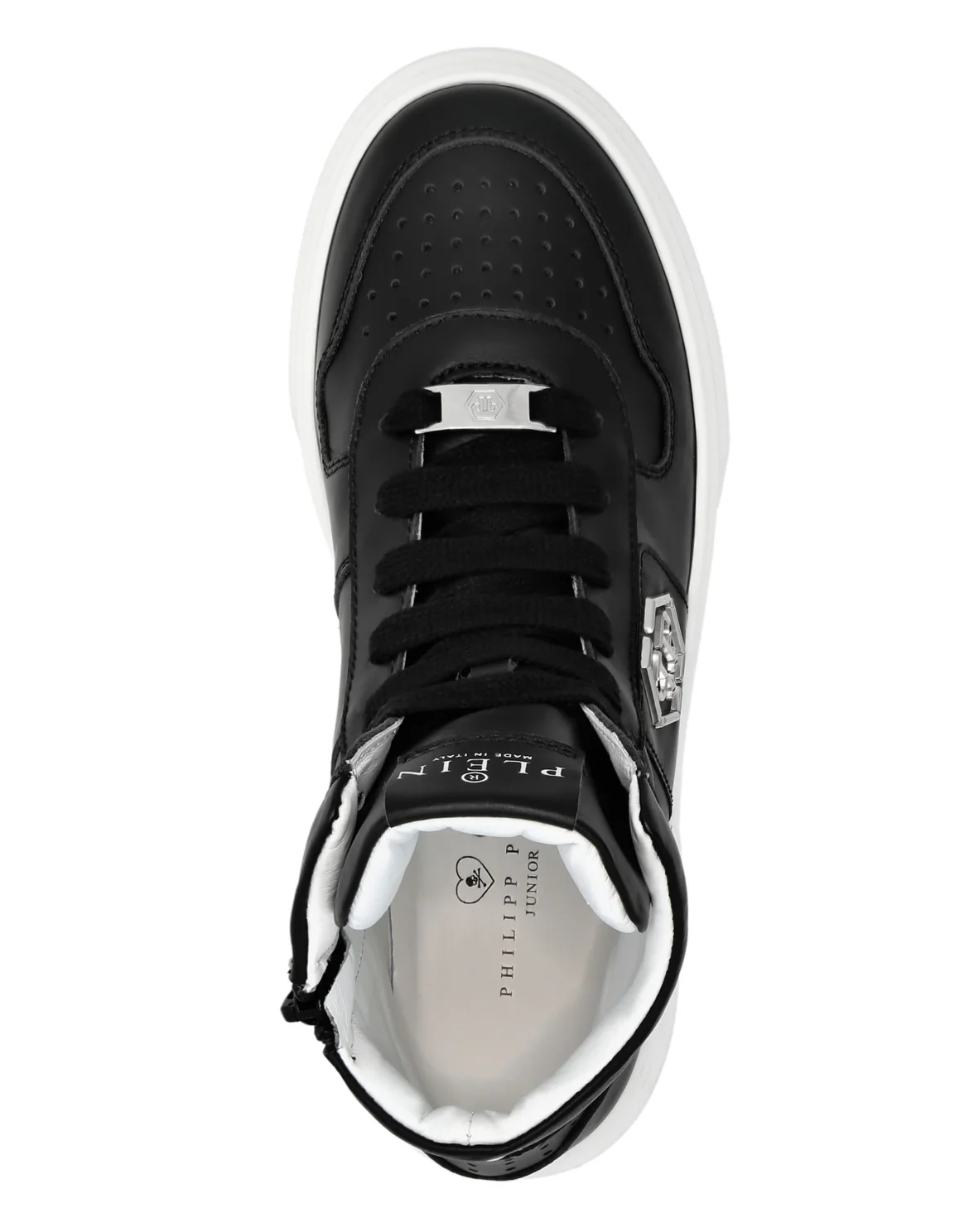 LEATHER HI-TOP SNEAKERS HEXAGON AND LIMITED EDITION PRINT, цвет: Черный