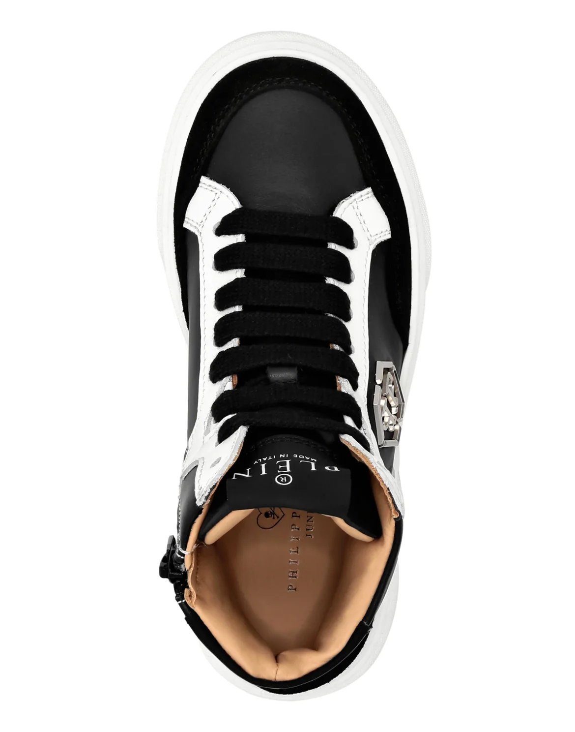 LEATHER HI-TOP SNEAKERS HEXAGON, цвет: Черный
