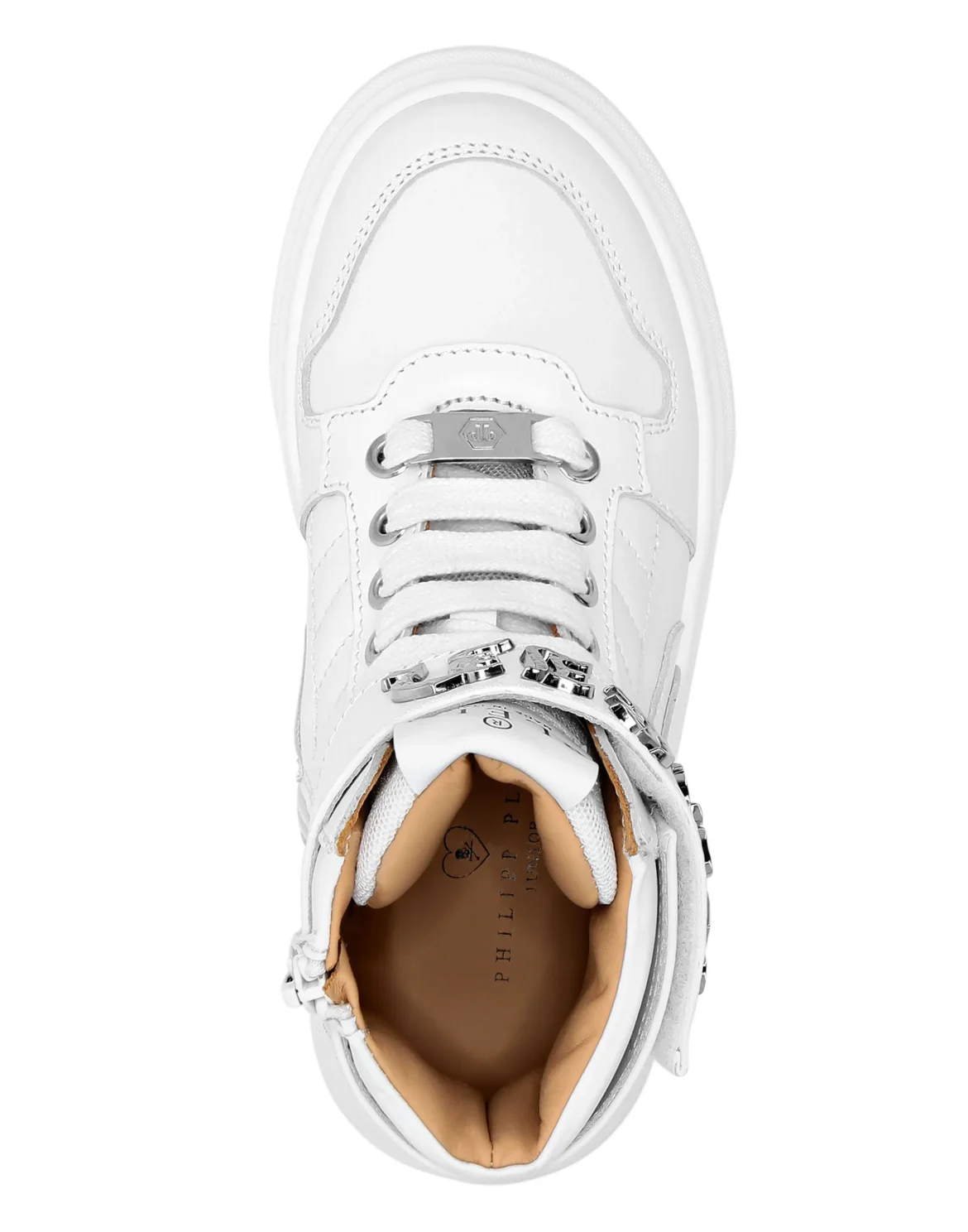 LEATHER HI-TOP SNEAKERS GOTHIC PLEIN, цвет: Белый