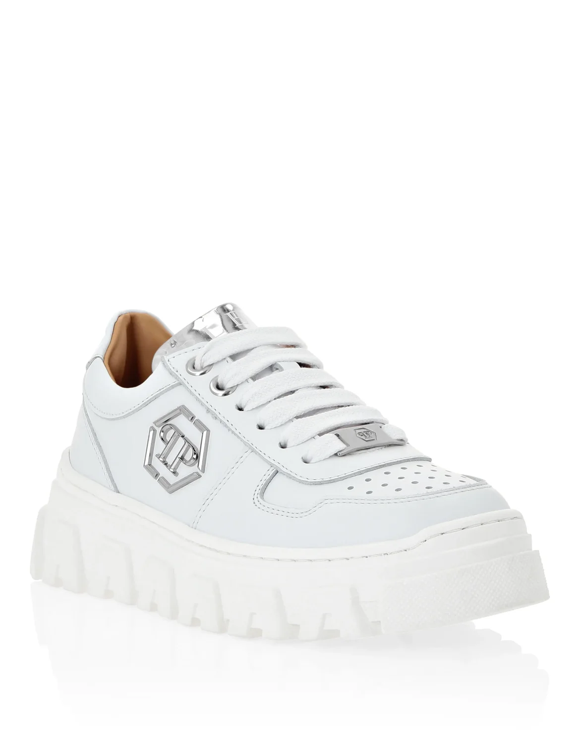LEATHER LO-TOP SNEAKERS HEXAGON, цвет: Белый