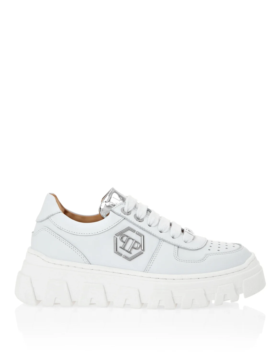 LEATHER LO-TOP SNEAKERS HEXAGON, цвет: Белый