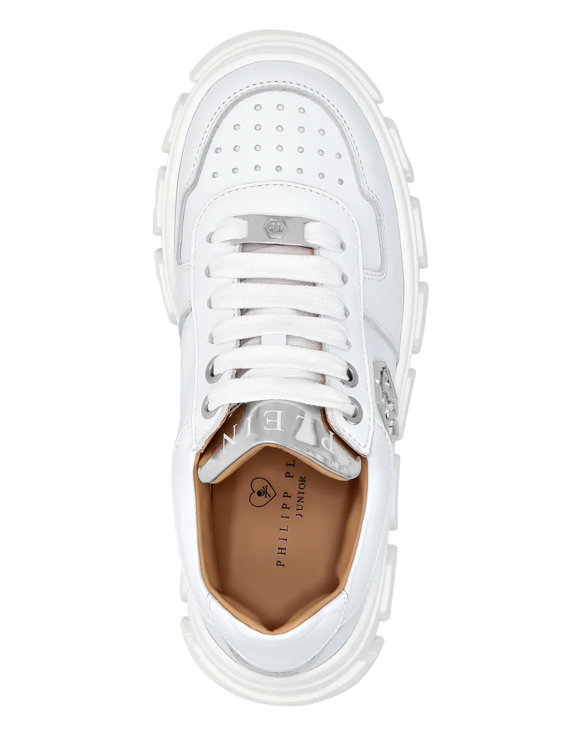 LEATHER LO-TOP SNEAKERS HEXAGON, цвет: Белый