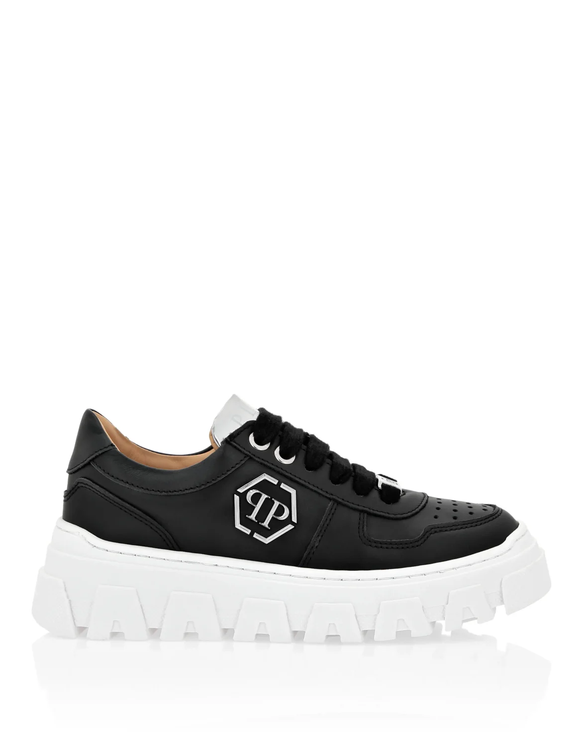 LEATHER LO-TOP SNEAKERS HEXAGON, цвет: Черный