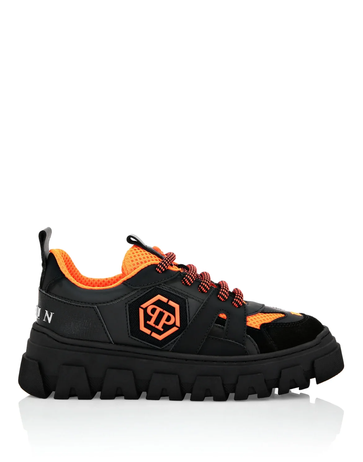 LO-TOP SNEAKERS MIX MATERIALS HEXAGON NEON, цвет: Оранжевый