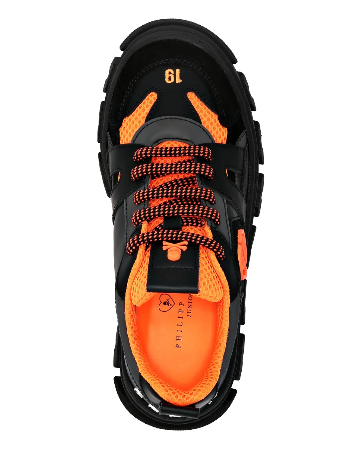 LO-TOP SNEAKERS MIX MATERIALS HEXAGON NEON, цвет: Оранжевый