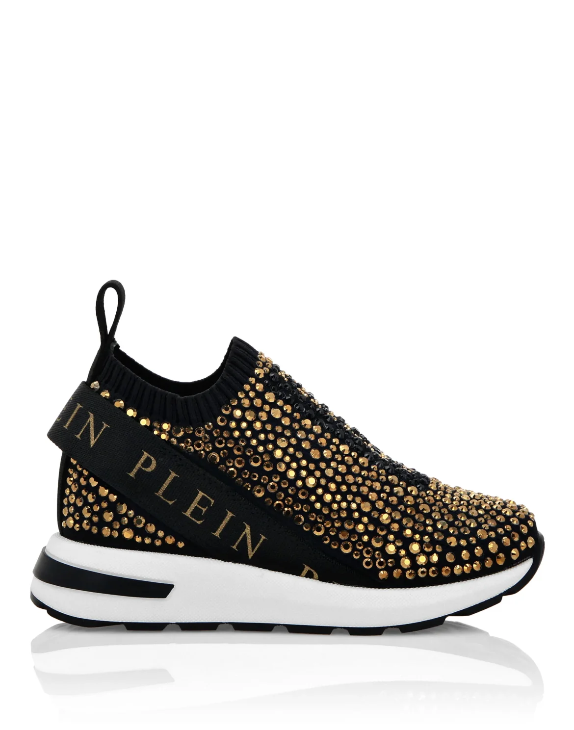 RUNNER SOCK SNEAKERS FULL RHINESTONES PLEIN, цвет: Черный