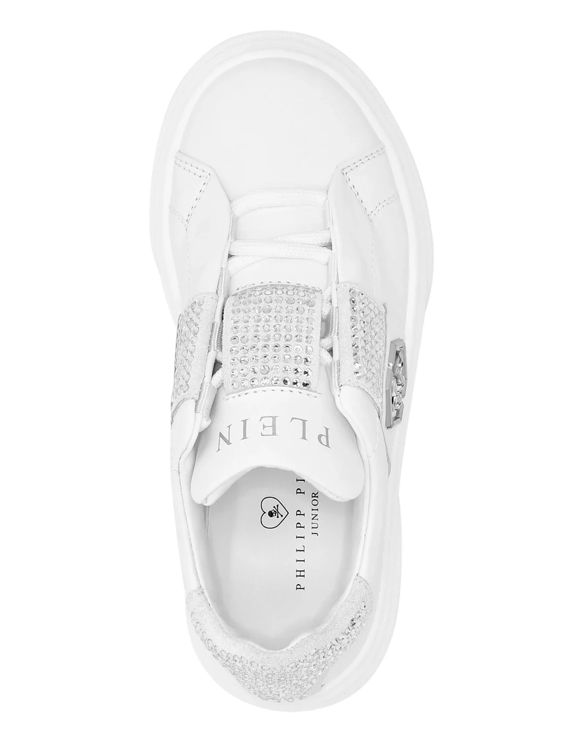 LEATHER SLIP ON HEXAGON AND RHINESTONE, цвет: Белый