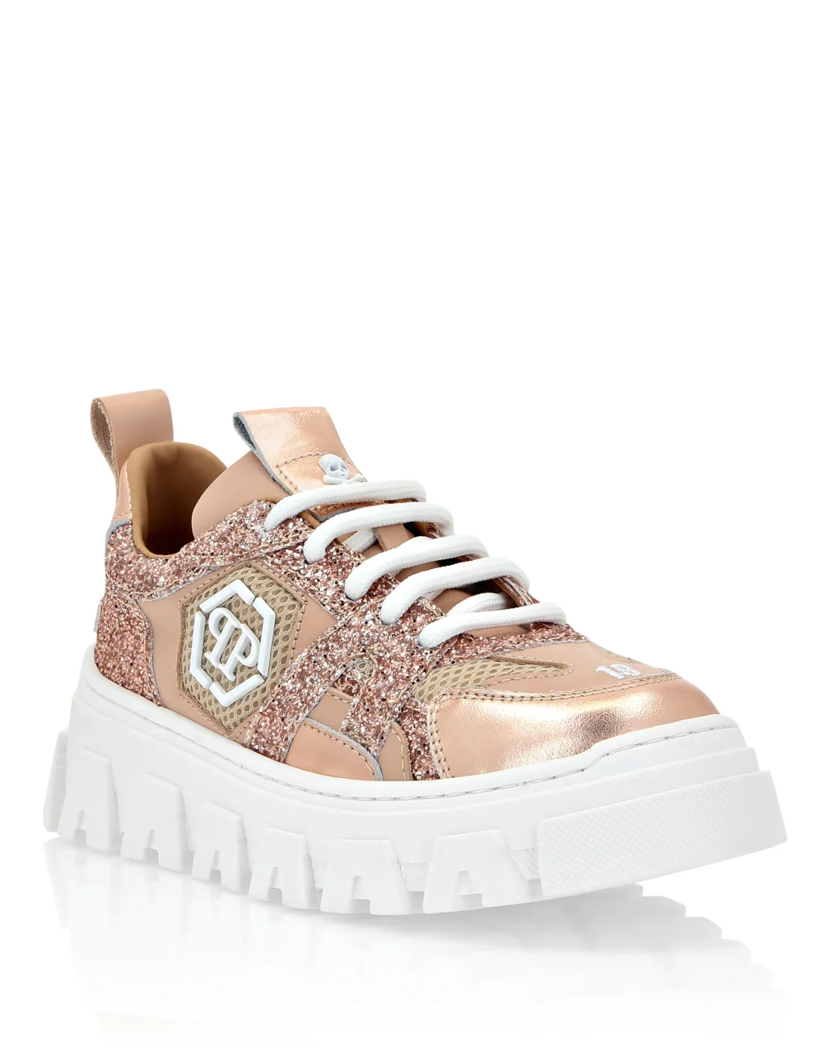 LO-TOP SNEAKERS MIX MATERIALS HEXAGON, цвет: Розовый