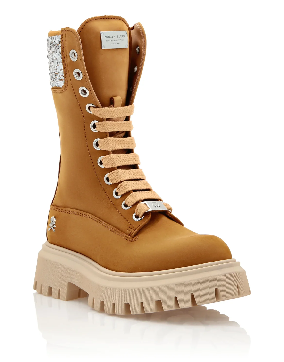 NABUK BOOTS RHINESTONE LACE UP, цвет: Коричневый