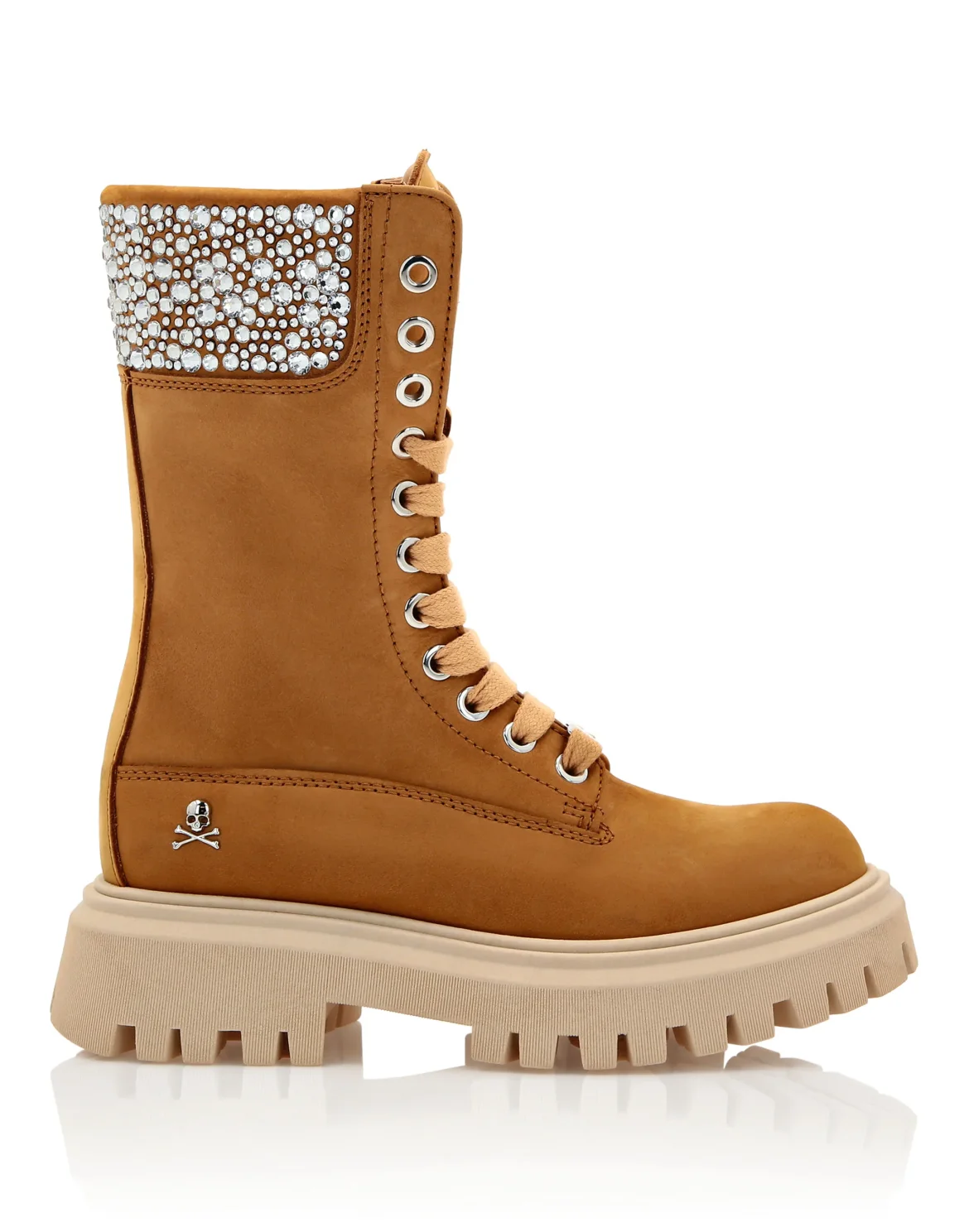 NABUK BOOTS RHINESTONE LACE UP, цвет: Коричневый