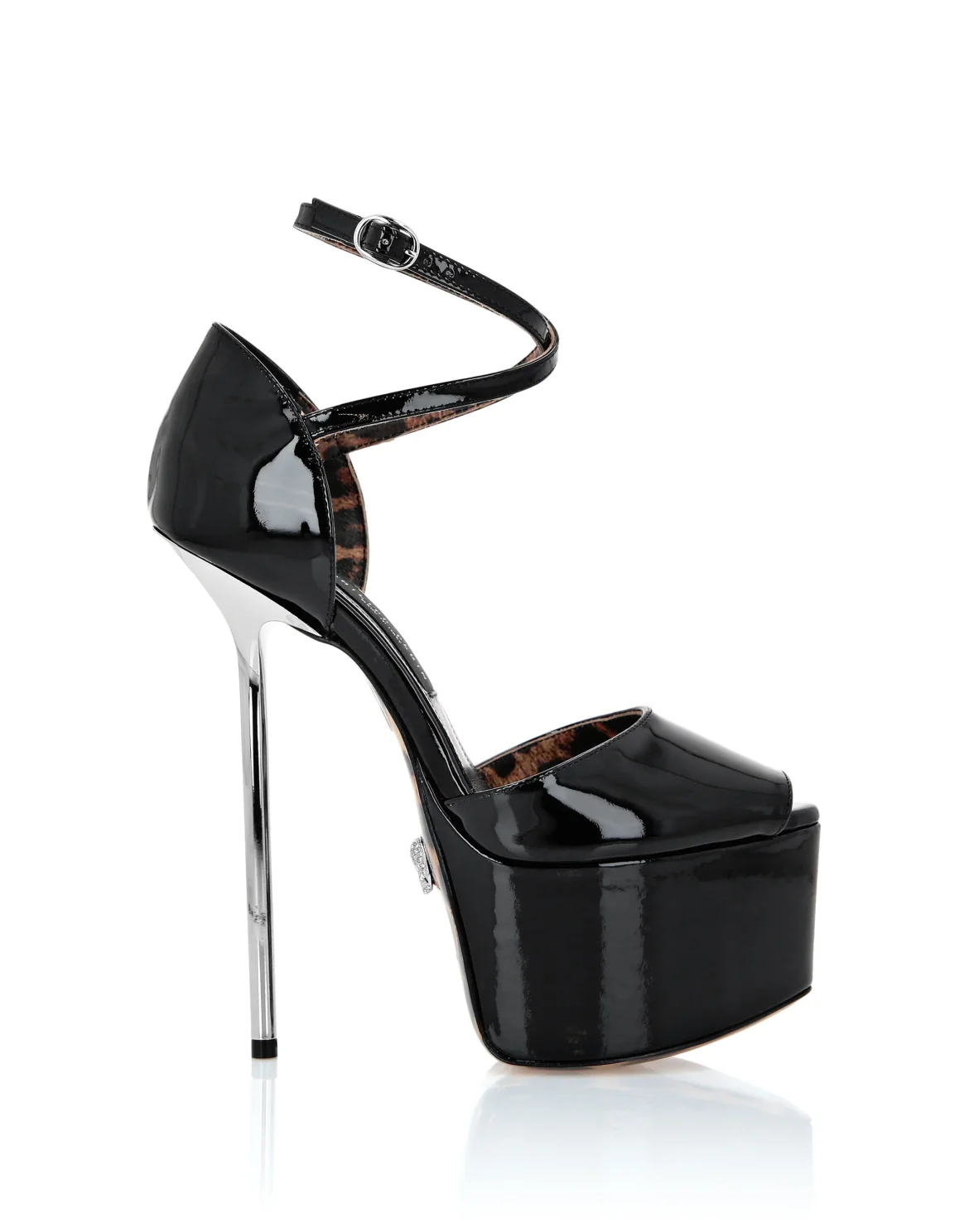 Patent Leather Platform Sandals, цвет: Черный