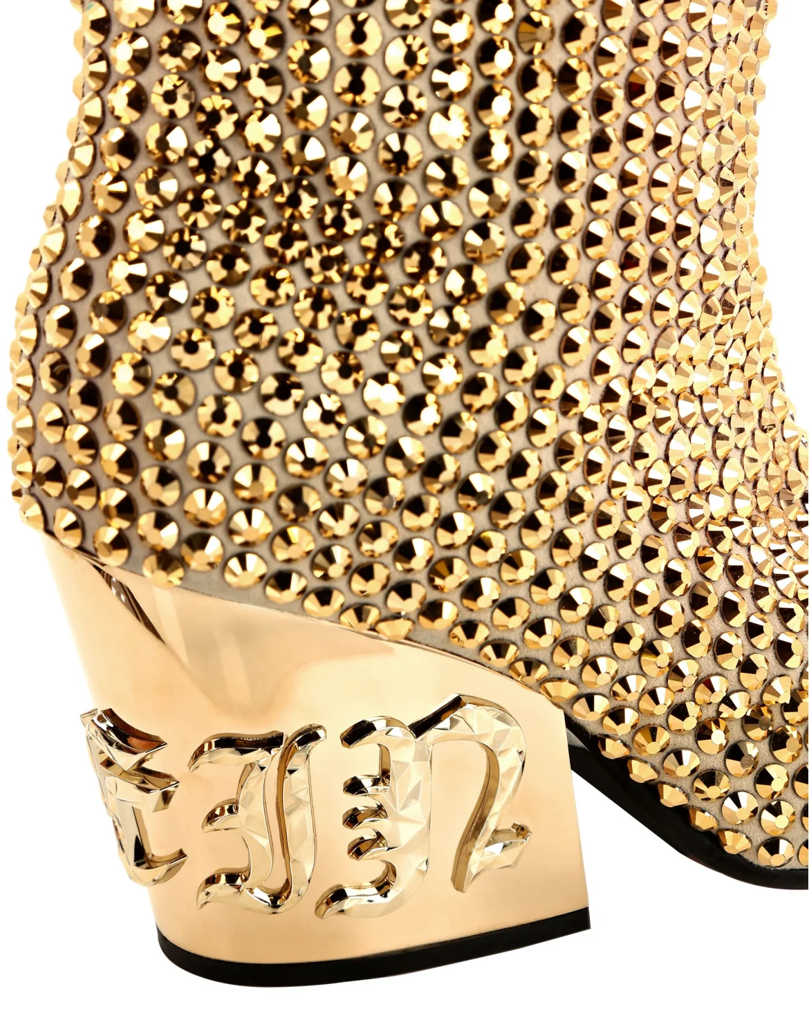 CowBoy Mid-Heel Boots  Gothic Plein with Crystals, цвет: Золотой