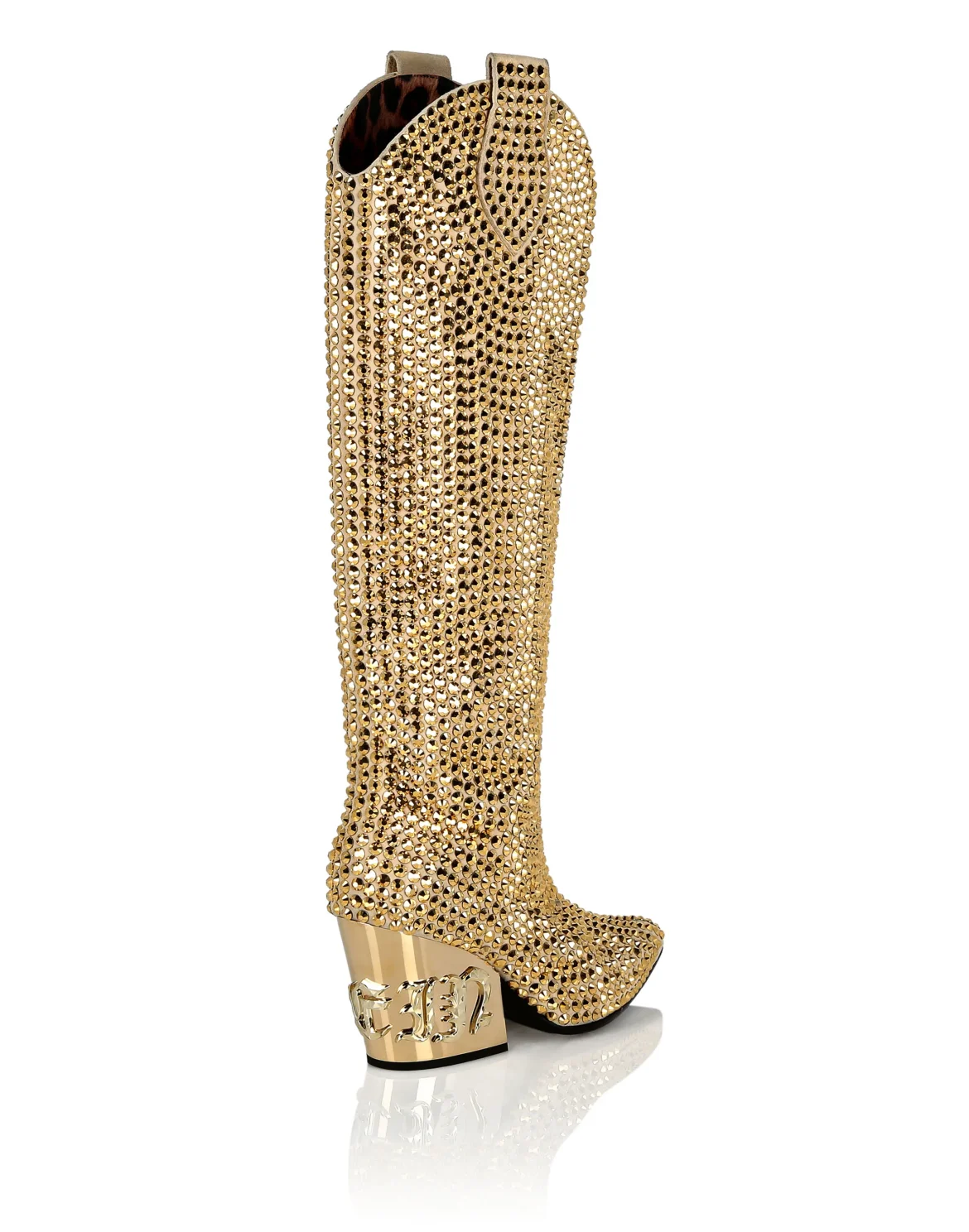 CowBoy Mid-Heel Boots  Gothic Plein with Crystals, цвет: Золотой