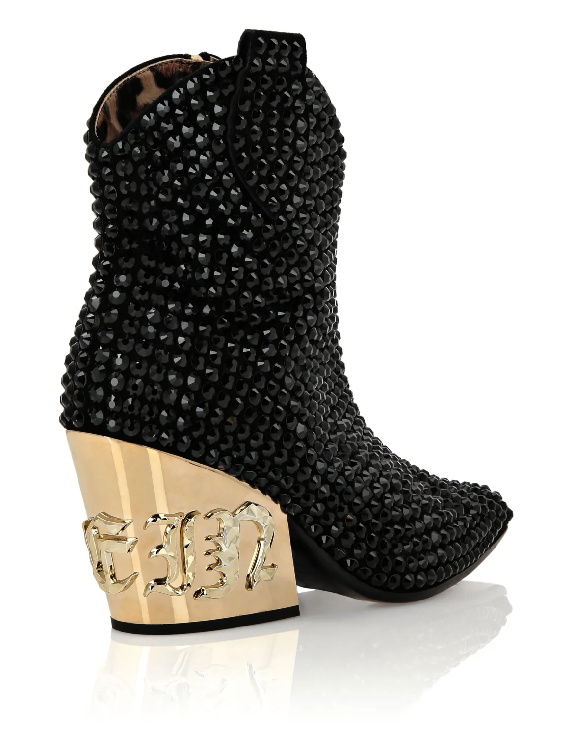 CowBoy Mid-Heel Boots  Gothic Plein with Crystals, цвет: Черный