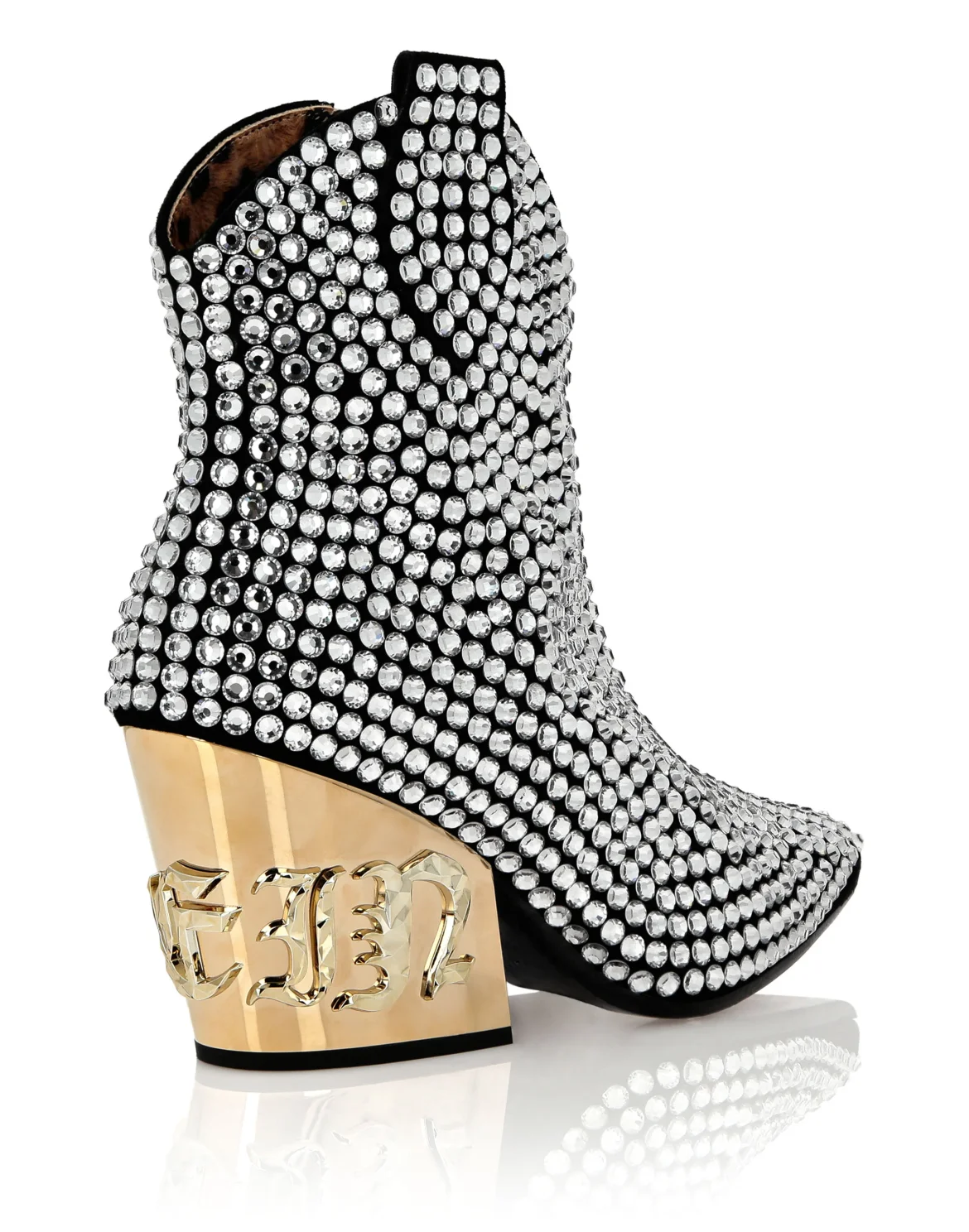 CowBoy Mid-Heel Boots  Gothic Plein with Crystals, цвет: Серебристый