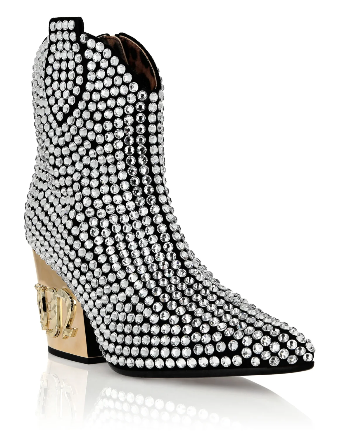 CowBoy Mid-Heel Boots  Gothic Plein with Crystals, цвет: Серебристый