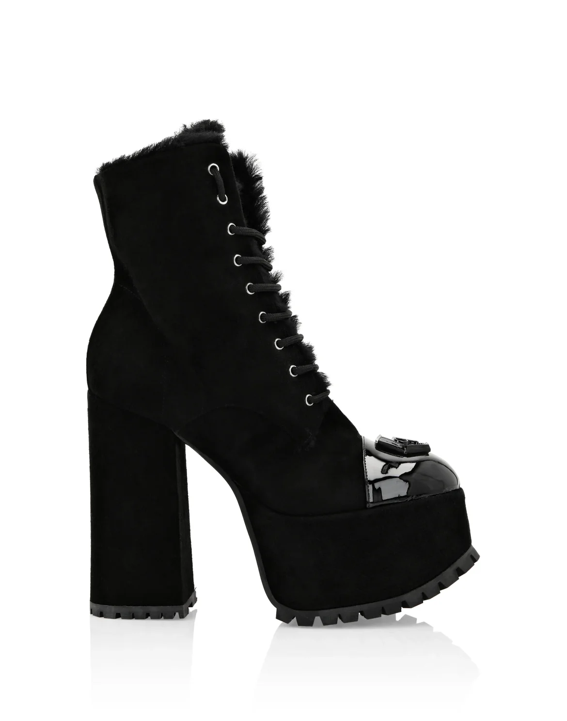 Heels Mid Flat Boots Hexagon, цвет: Черный