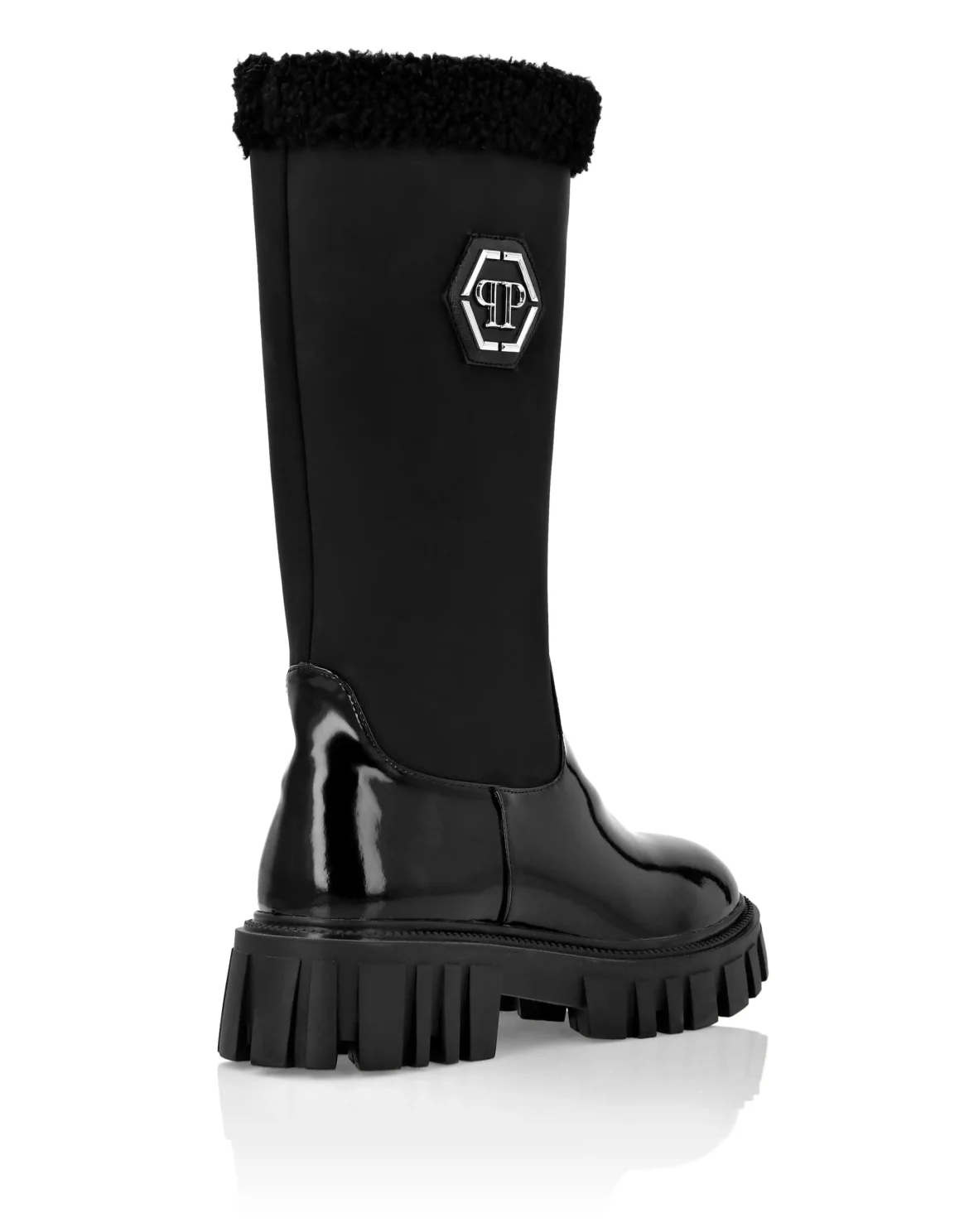 Mid-Flat Boots Hexagon, цвет: Черный