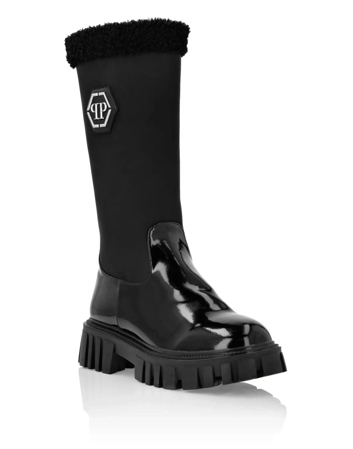 Mid-Flat Boots Hexagon, цвет: Черный