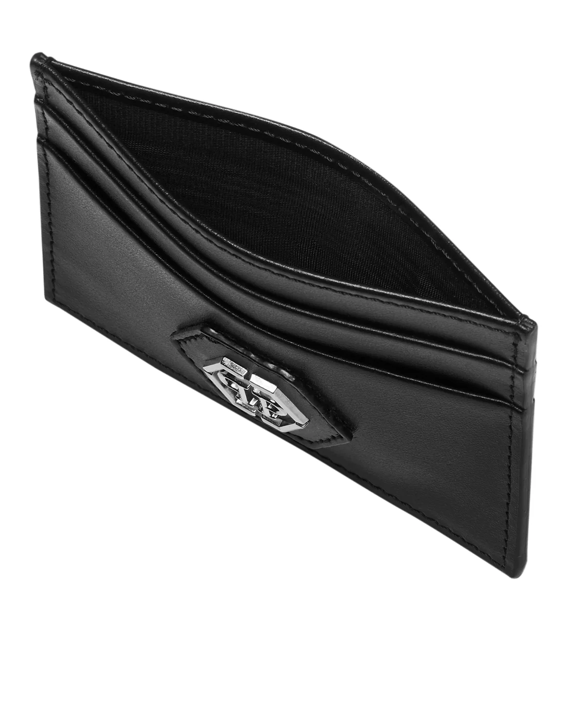 Leather Credit Cards Holder Hexagon, цвет: Черный