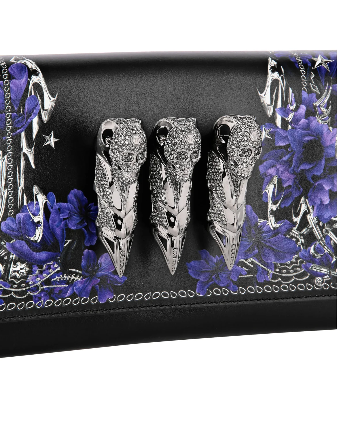 Leather Clutch Flowers, цвет: Черный