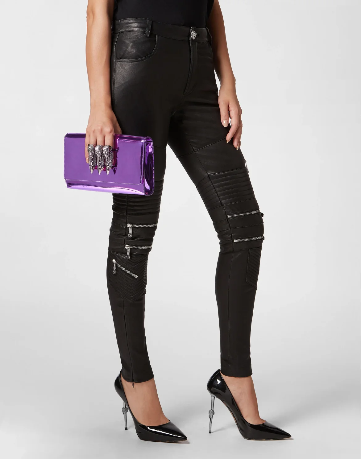 Mirror Leather Clutch, цвет: Фиолетовый