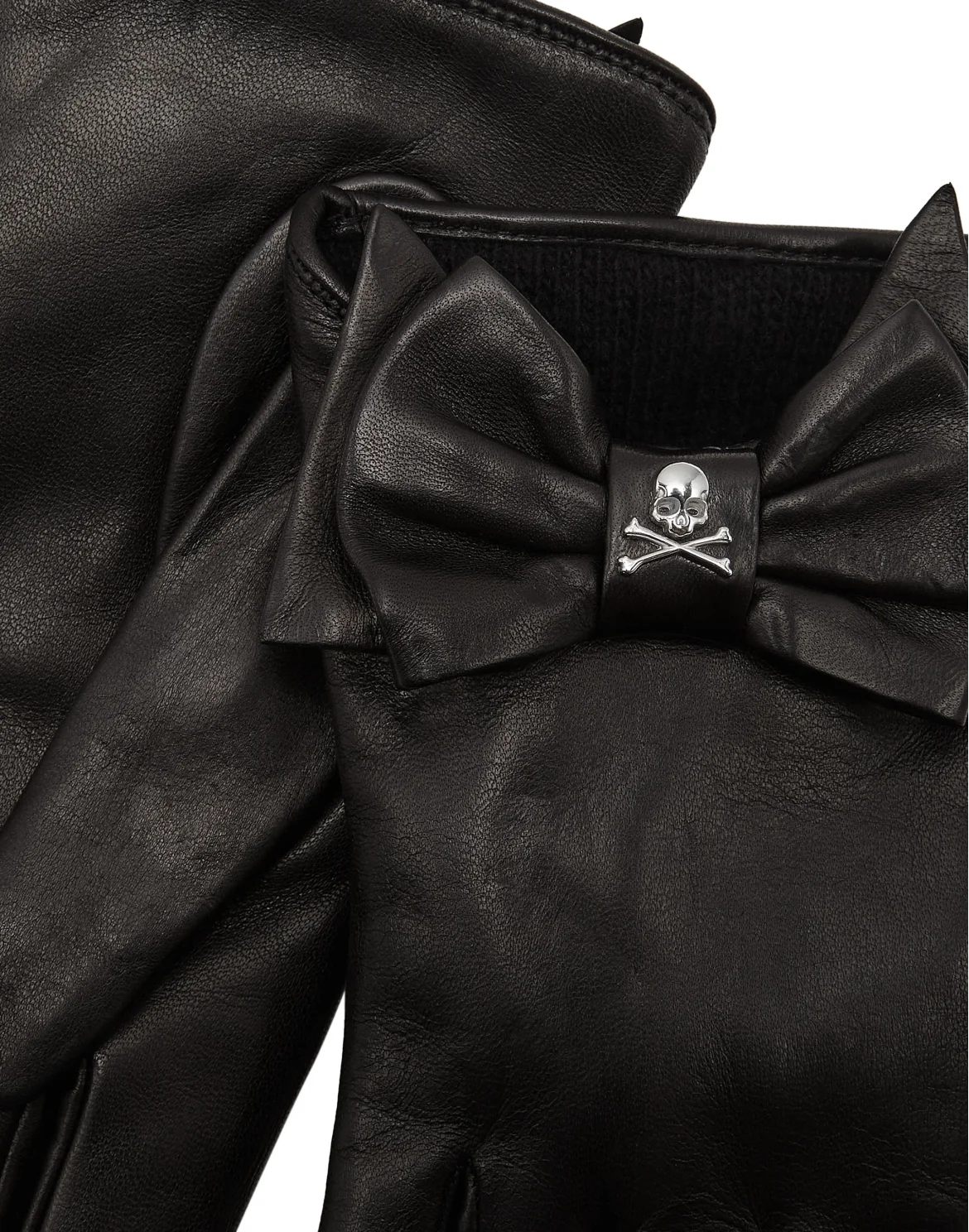 Leather Mid-Gloves Skull&Bones, цвет: Черный