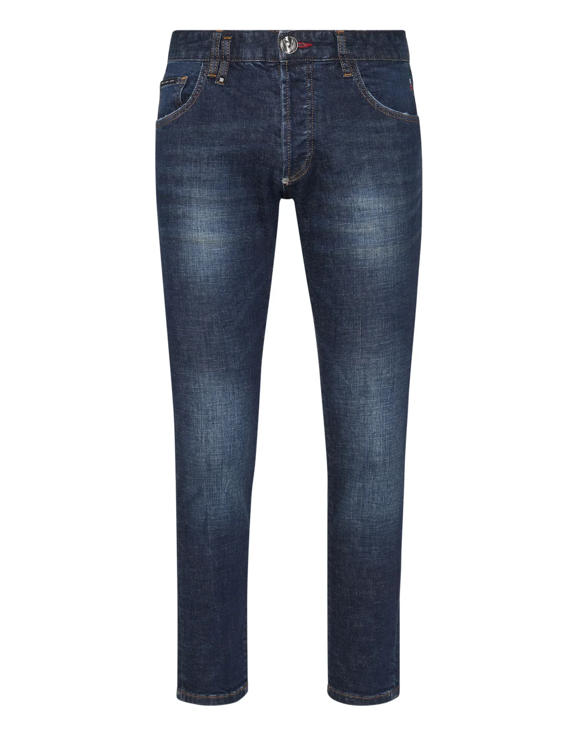 Embroidered Denim Trousers Skinny Fit Skull, цвет: Синий