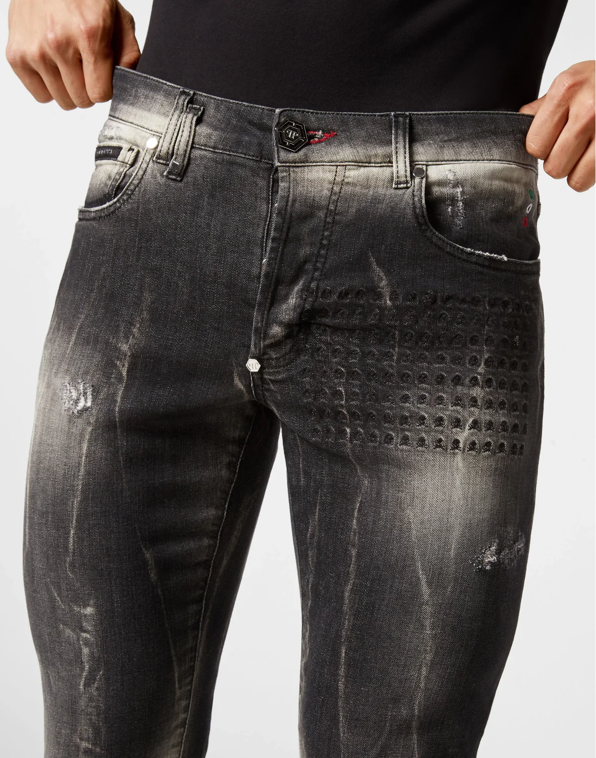 Denim Trousers Super Straight Cut Fit Skull&Bones, цвет: Серый