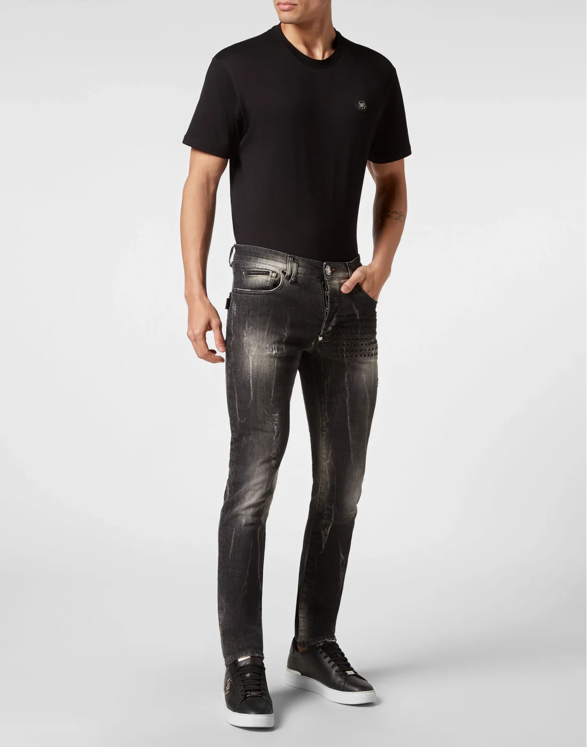 Denim Trousers Super Straight Cut Fit Skull&Bones, цвет: Серый