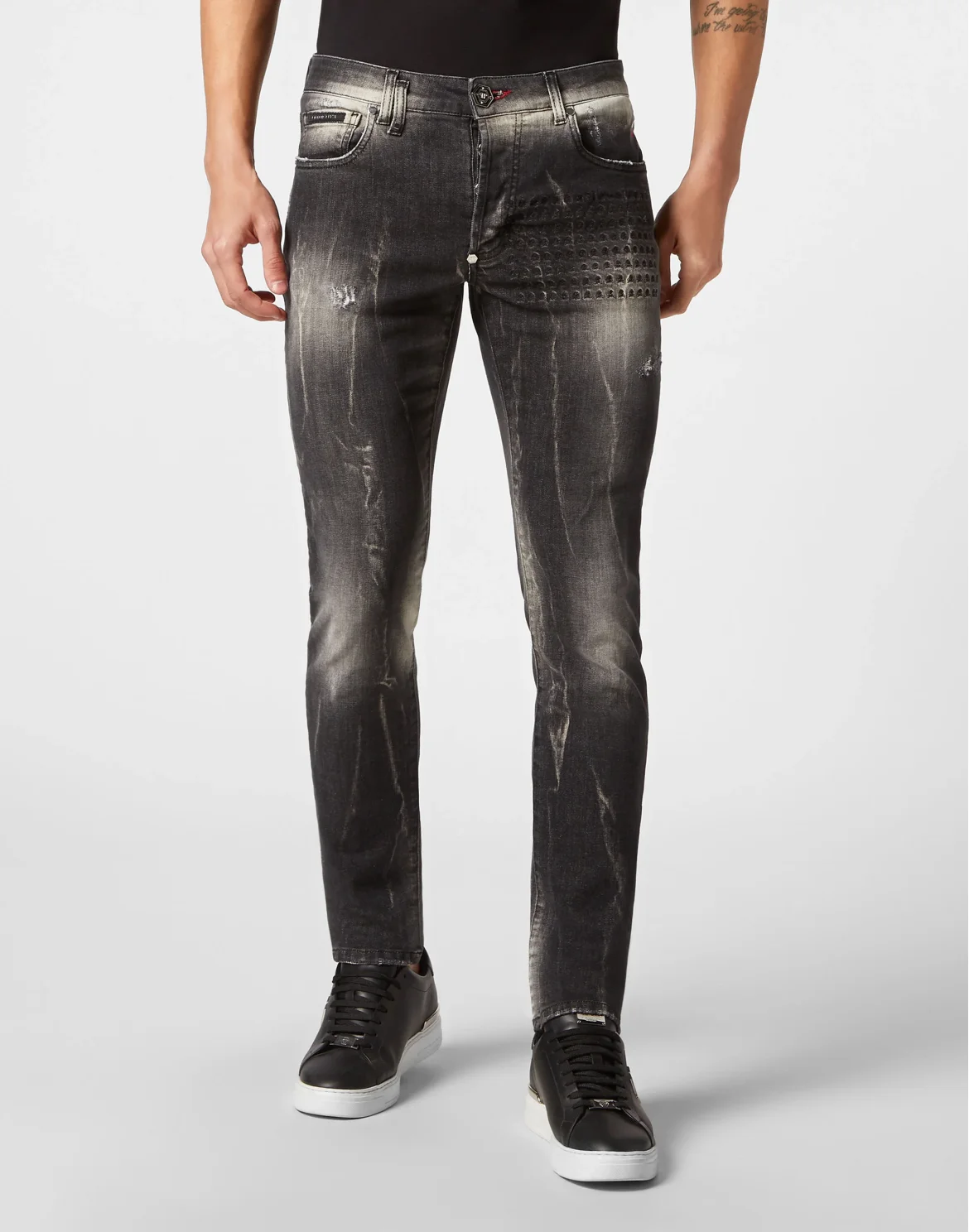 Denim Trousers Super Straight Cut Fit Skull&Bones, цвет: Серый